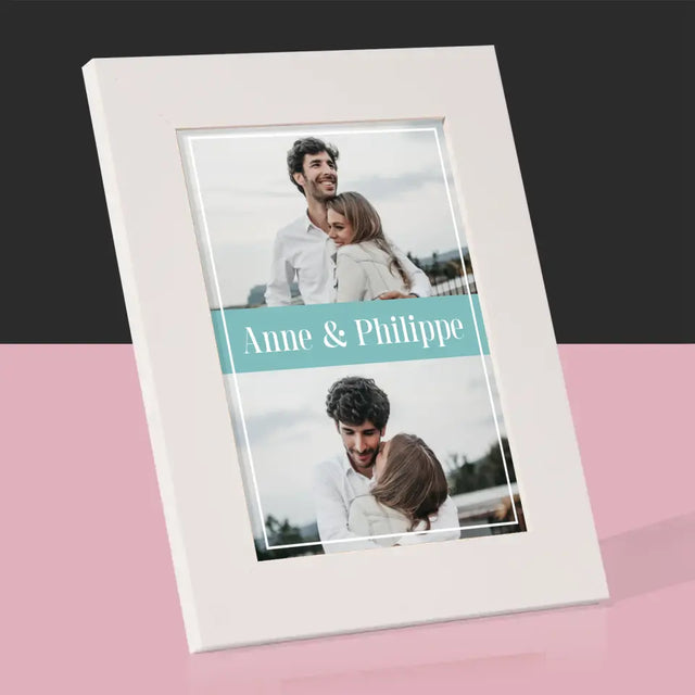 Collage Photo: Couple, Prénoms - Cadre Photo