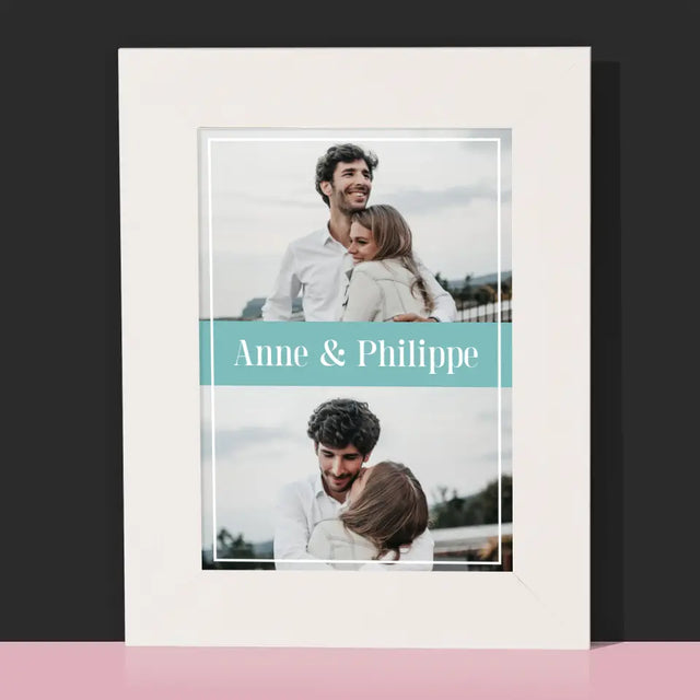 Collage Photo: Couple, Prénoms - Cadre Photo