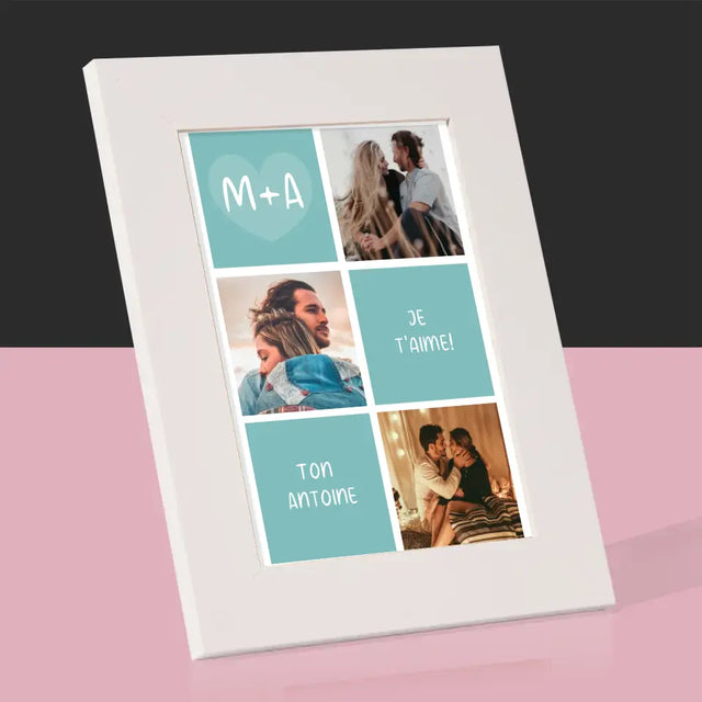 Collage Photo: Je T'Aime, Les Initiales - Cadre Photo