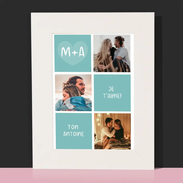 Collage Photo: Je T'Aime, Les Initiales - Cadre Photo