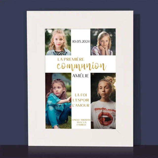 Collage Photo: Première Communion, Croix - Cadre Photo