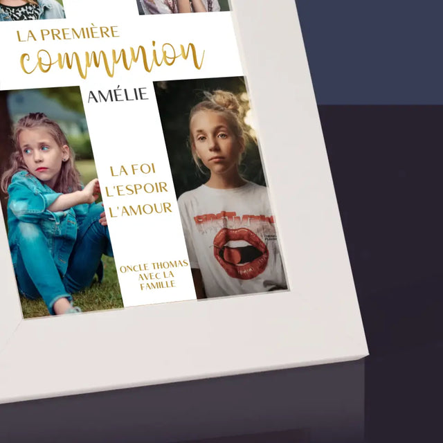 Collage Photo: Première Communion, Croix - Cadre Photo