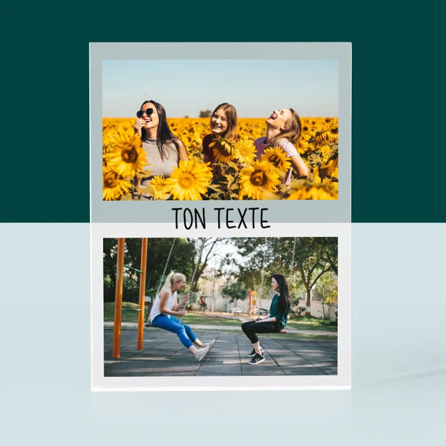 Collage Photo: 2 Photos Et Texte - Bloc Acrylique