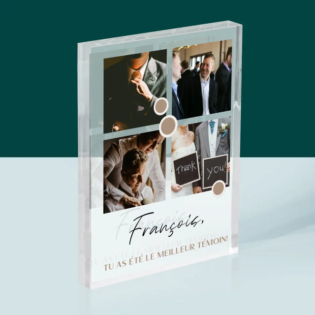 Collage Photo: Merci, Collage De Photos Pour Le Témoin - Bloc Acrylique