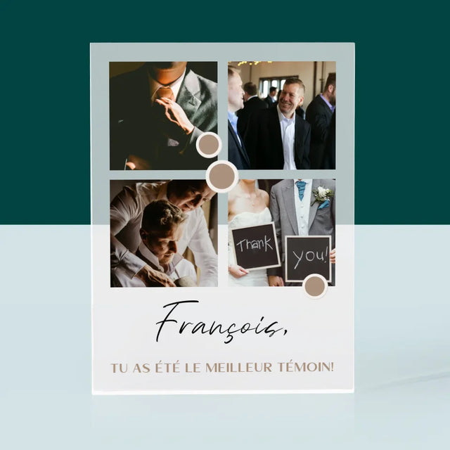 Collage Photo: Merci, Collage De Photos Pour Le Témoin - Bloc Acrylique