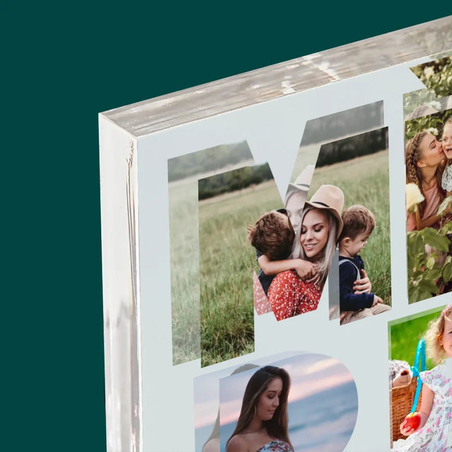 Collage Photo De Lettre: Mère Des Photos - Bloc Acrylique