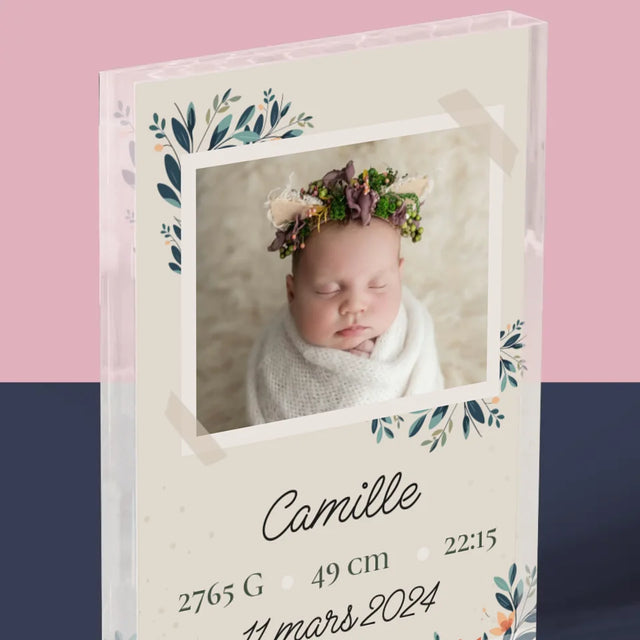 Acte De Naissance De L'Enfant: Métrique, Les Fleurs - Bloc Acrylique