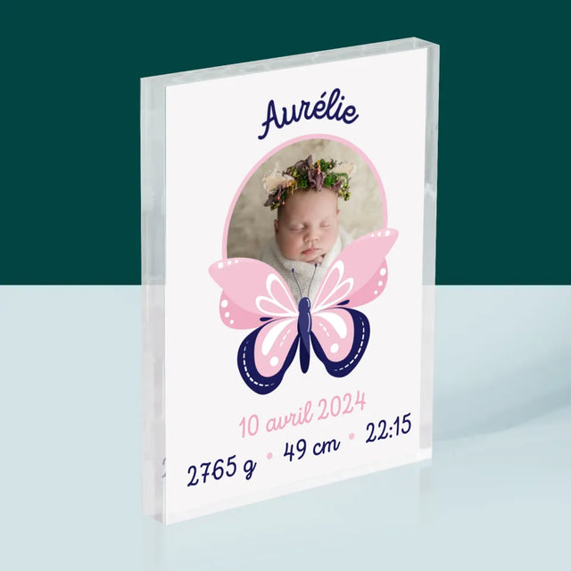 Acte De Naissance De L'Enfant: Métrique, Une Papillon - Bloc Acrylique