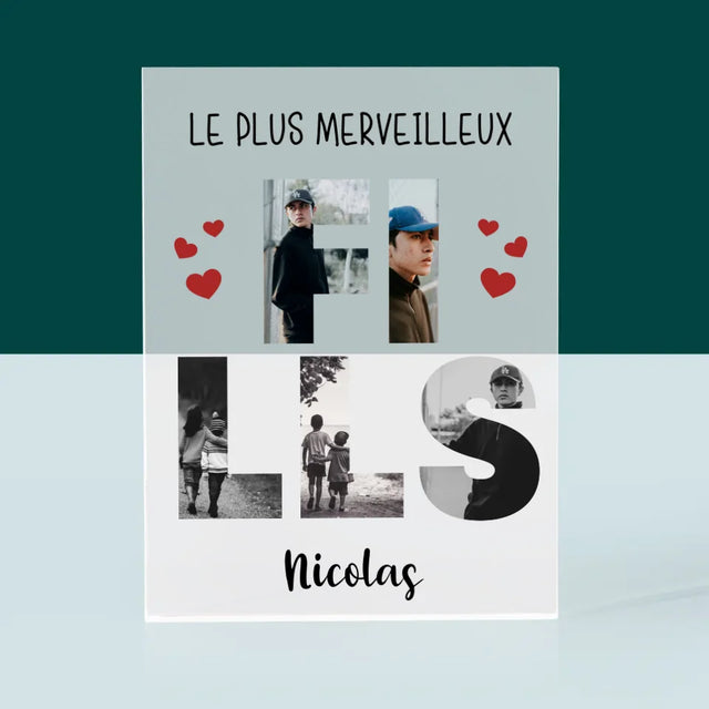 Collage Photo De Lettre: Fills De Tes Photos - Bloc Acrylique