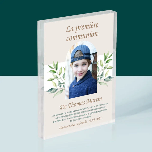 Photo Et Texte: Première Communion, Vœux - Bloc Acrylique