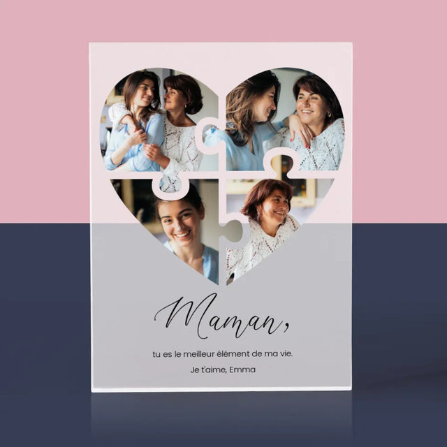 Collage Photo: Casse-Tête, Coeur, Pour Maman - Bloc Acrylique