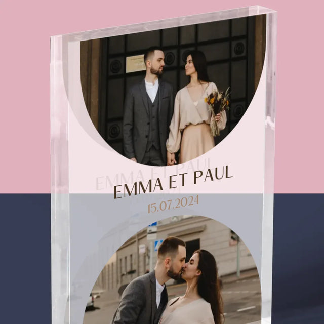 Collage Photo: Date Du Mariage - Bloc Acrylique
