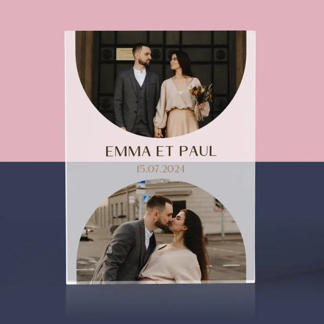 Collage Photo: Date Du Mariage - Bloc Acrylique