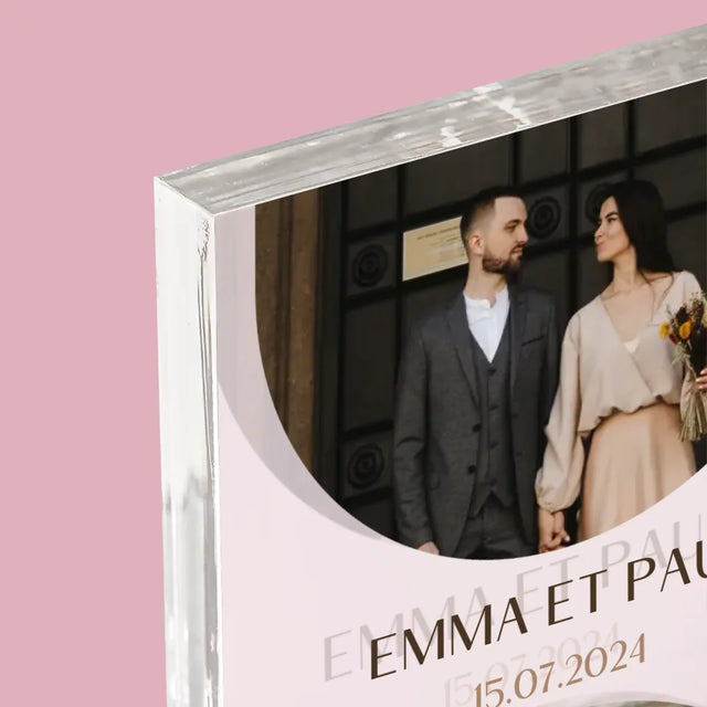 Collage Photo: Date Du Mariage - Bloc Acrylique