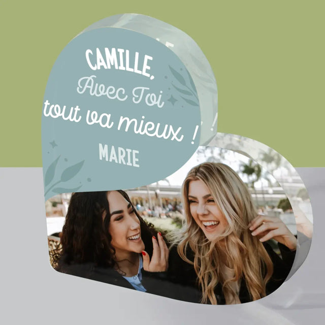 Collage Photo: Les Meilleures Amies - Bloc Acrylique Cœur