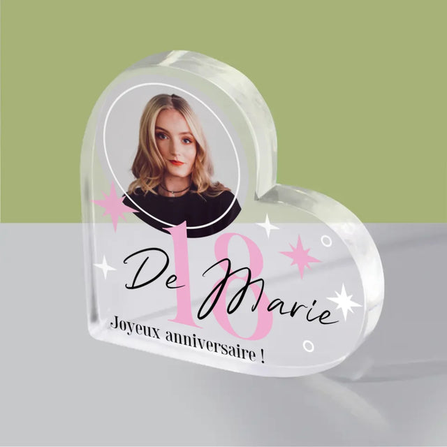 Photo Et Texte: 18, Les Étoiles - Bloc Acrylique Cœur