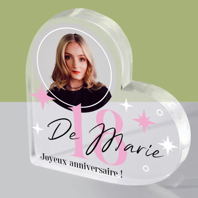 Photo Et Texte: 18, Les Étoiles - Bloc Acrylique Cœur