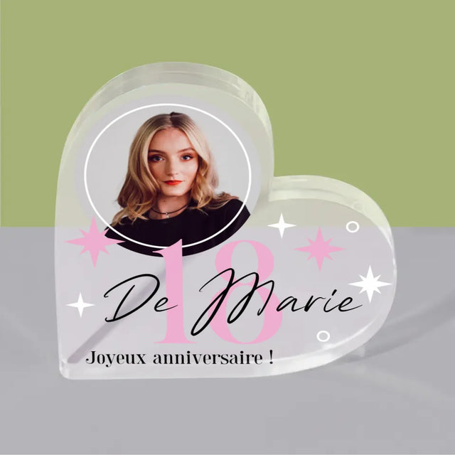 Photo Et Texte: 18, Les Étoiles - Bloc Acrylique Cœur