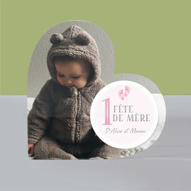 Collage Photo: Première Fête Des Mères - Bloc Acrylique Cœur