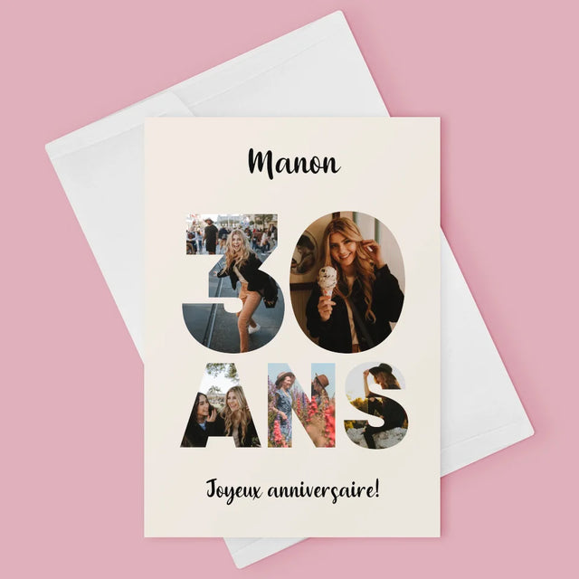 Collage Photo De Lettre: 30 Ans - Carte De Vœux