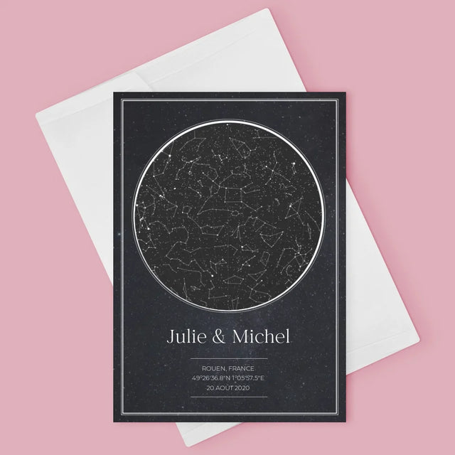 Carte Des Étoiles: Pour Les Amoureux - Carte De Vœux