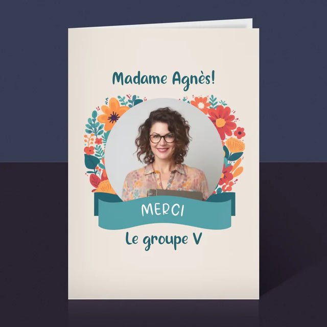 Photo Et Texte: Merci À L'Institutrice De Maternelle - Carte De Vœux