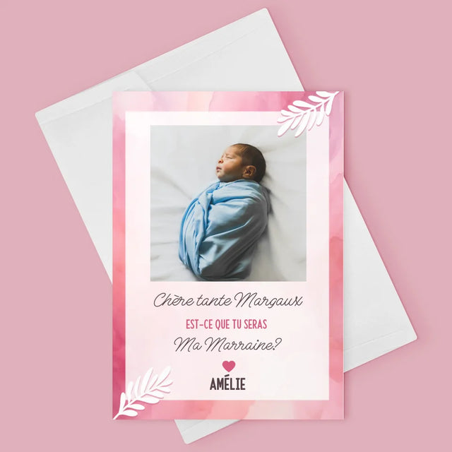 Collage Photo: La Demande pour Devenir Marraine - Carte De Vœux