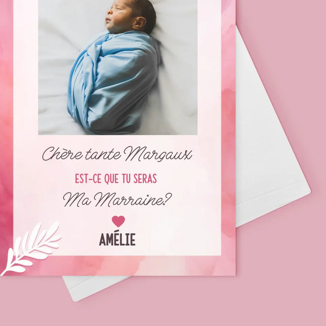 Collage Photo: La Demande pour Devenir Marraine - Carte De Vœux