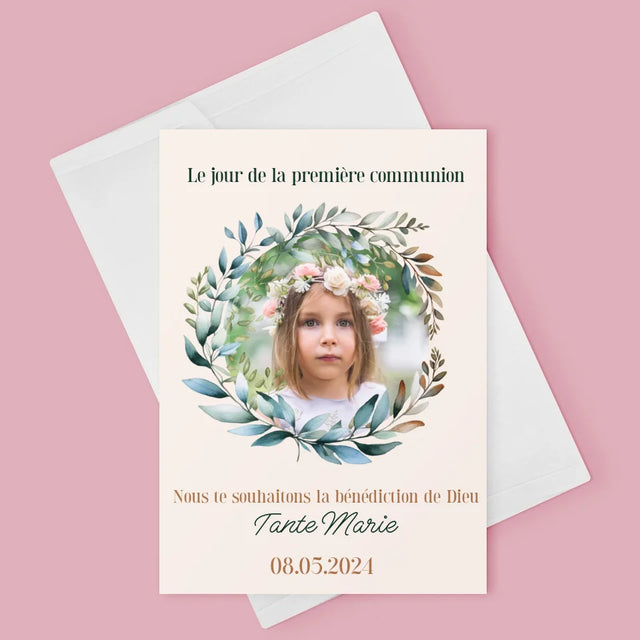 Photo Et Texte: Le Jour De La Première Communion - Carte De Vœux