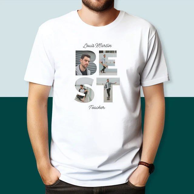 Collage Photo De Lettre: Best Teacher - T-Shirt Pour Hommes