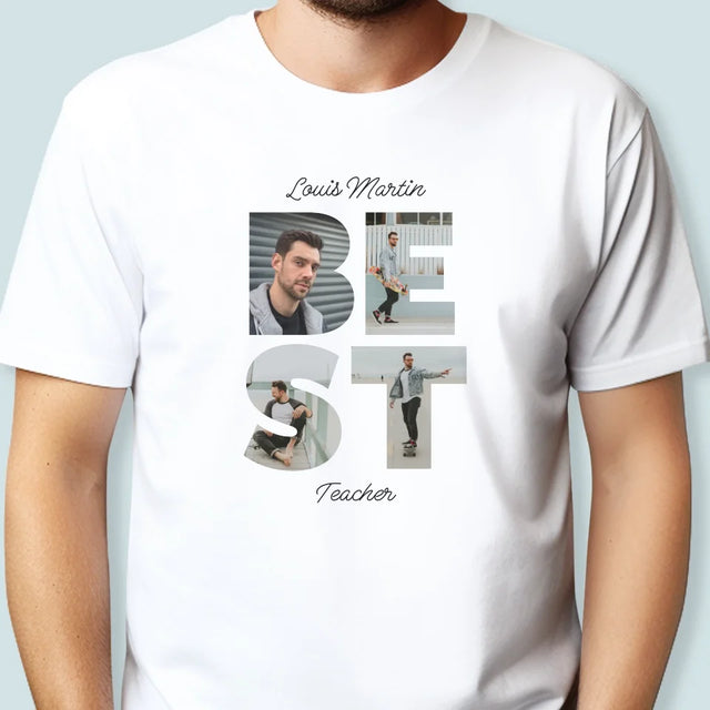 Collage Photo De Lettre: Best Teacher - T-Shirt Pour Hommes