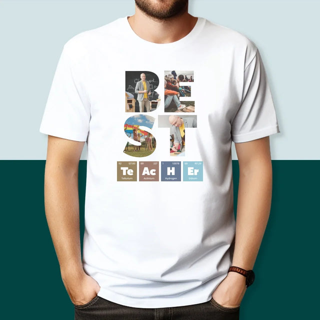 Collage Photo De Lettre: Best Teacher Les Éléments - T-Shirt Pour Hommes