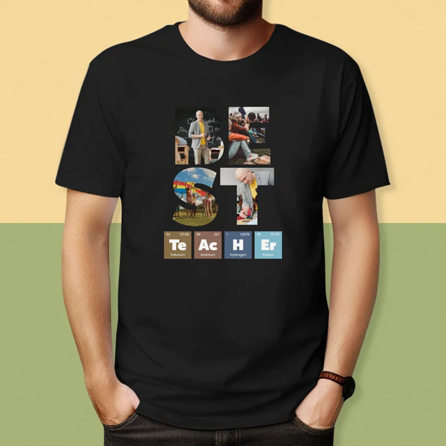 Collage Photo De Lettre: Best Teacher Les Éléments - T-Shirt Pour Hommes