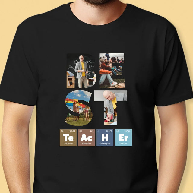 Collage Photo De Lettre: Best Teacher Les Éléments - T-Shirt Pour Hommes