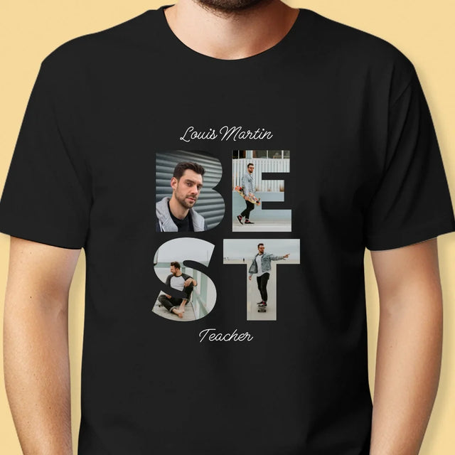 Collage Photo De Lettre: Best Teacher - T-Shirt Pour Hommes
