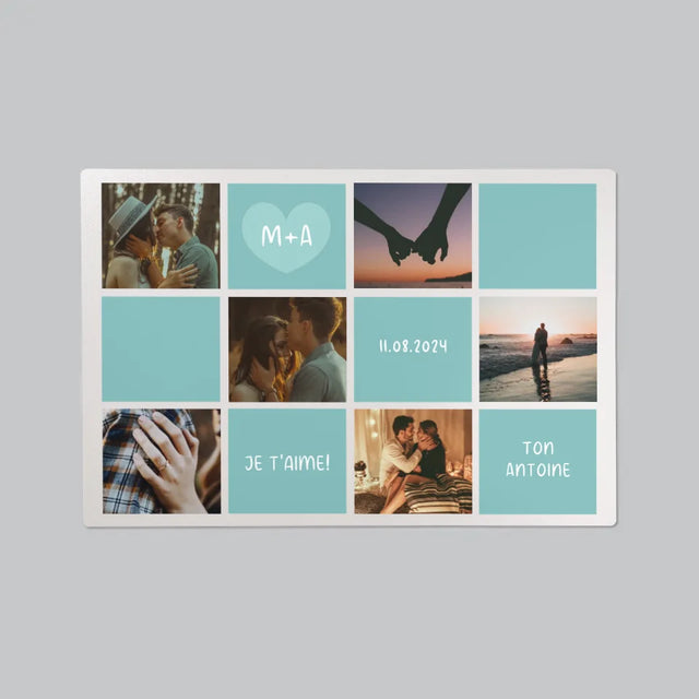 Collage Photo: Je T'Aime, Les Initiales - Sous-Main Bureau