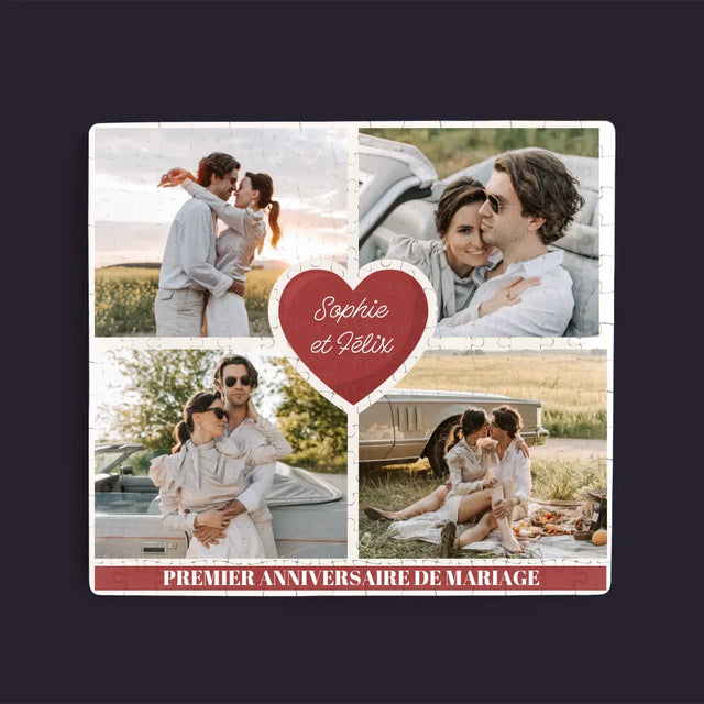 Collage Photo: Premier Anniversaire Cœur - Casse-Têtes