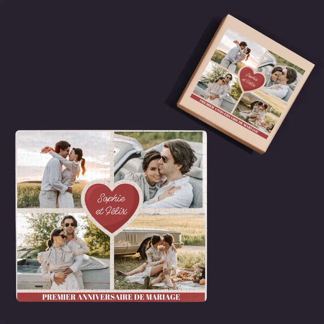 Collage Photo: Premier Anniversaire Cœur - Casse-Têtes