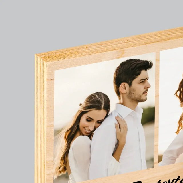 Collage Photo: 4 Photo Et Texte - Impression Sur Bois