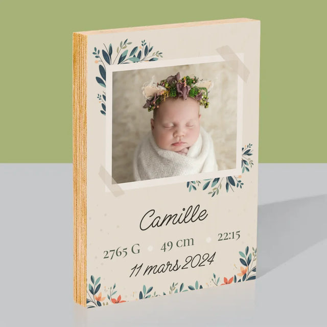 Acte De Naissance De L'Enfant: Métrique, Les Fleurs - Impression Sur Bois