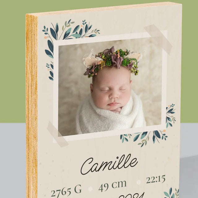 Acte De Naissance De L'Enfant: Métrique, Les Fleurs - Impression Sur Bois