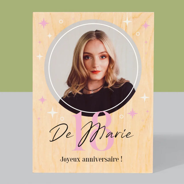 Photo Et Texte: 18, Les Étoiles - Impression Sur Bois