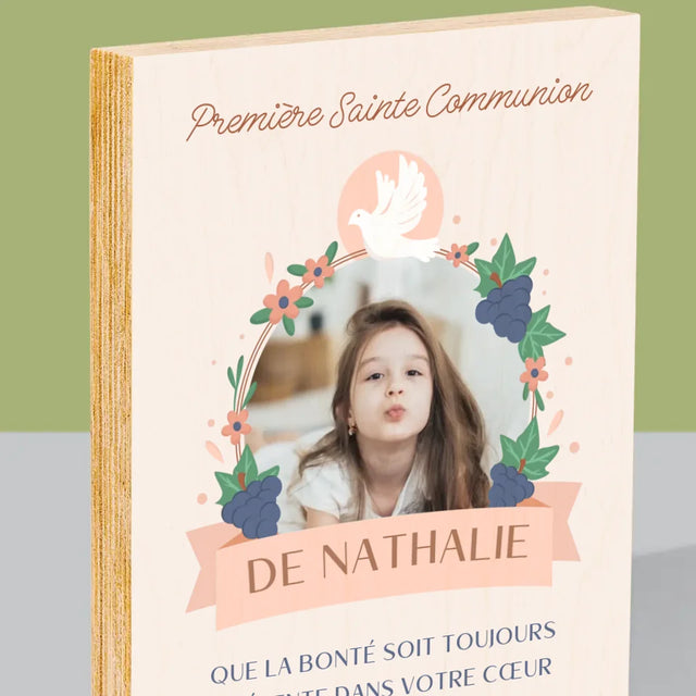 Photo Et Texte: Bonté Dans Le Cœur, La Communion - Impression Sur Bois