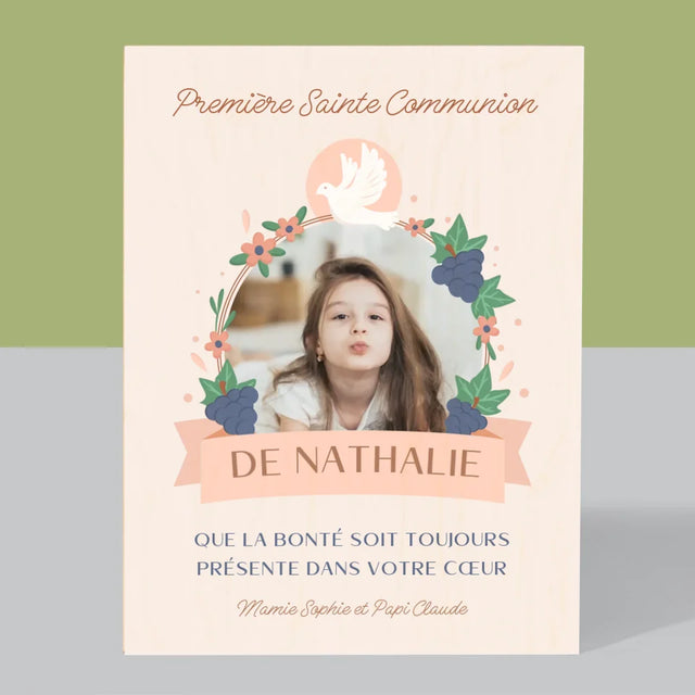 Photo Et Texte: Bonté Dans Le Cœur, La Communion - Impression Sur Bois