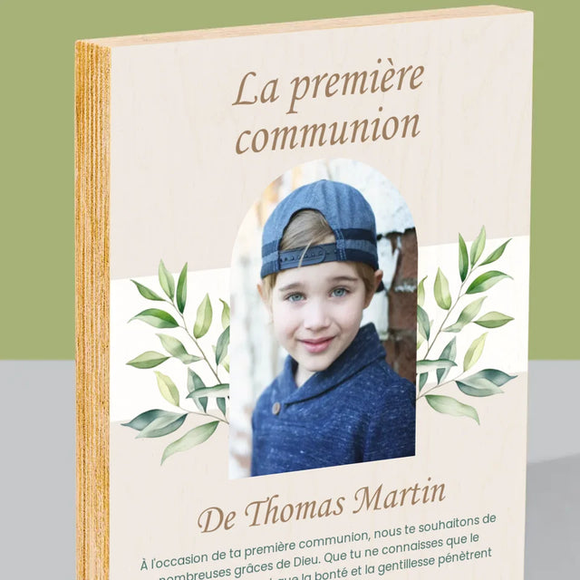 Photo Et Texte: Première Communion, Vœux - Impression Sur Bois