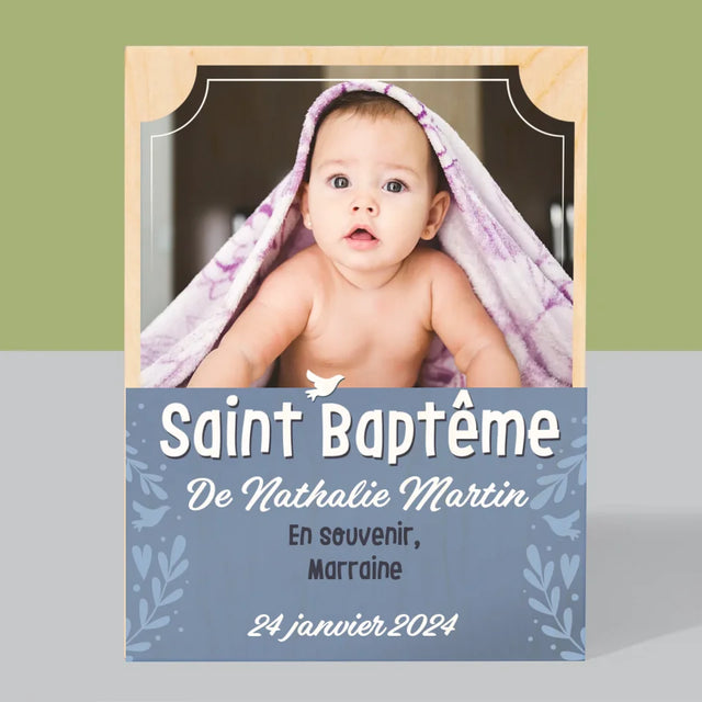 Photo Et Texte: Saint Baptême - Impression Sur Bois