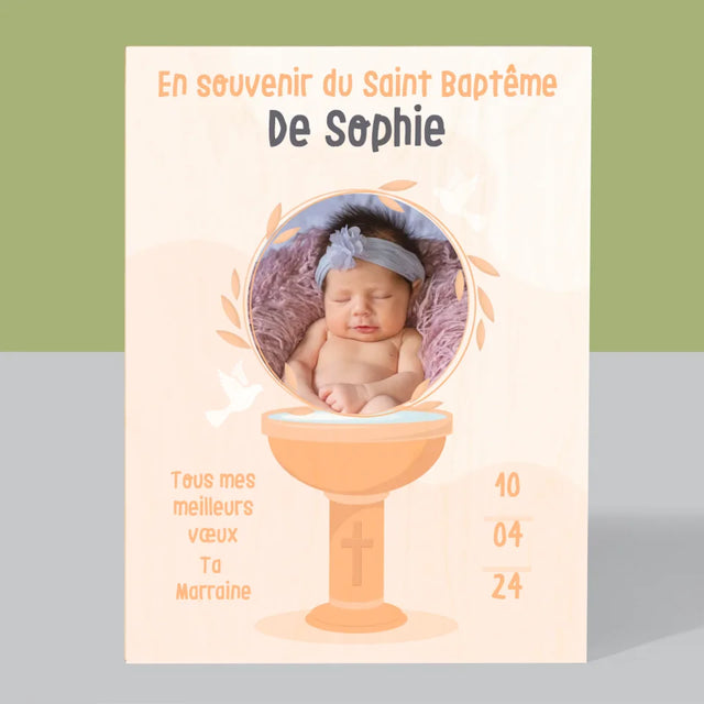 Photo Et Texte: En Souvenir Du Saint Baptême - Impression Sur Bois