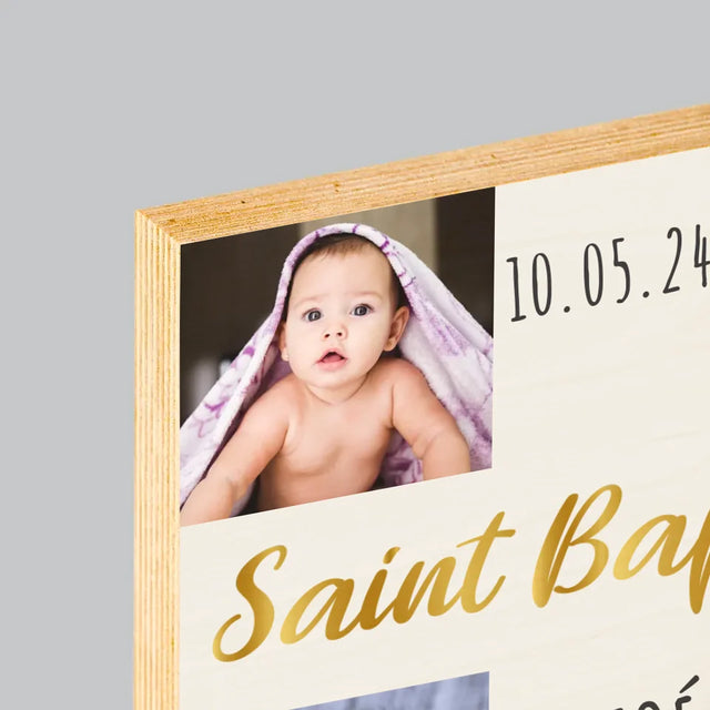 Collage Photo: Le Saint Baptême La Croix - Impression Sur Bois