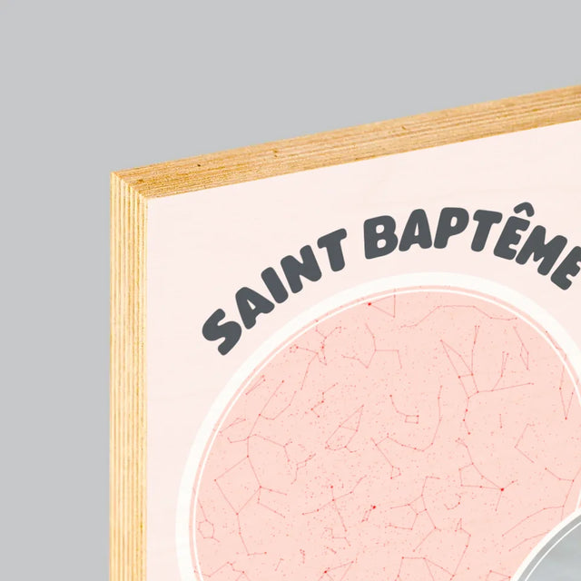 Carte Des Étoiles: Baptême - Impression Sur Bois