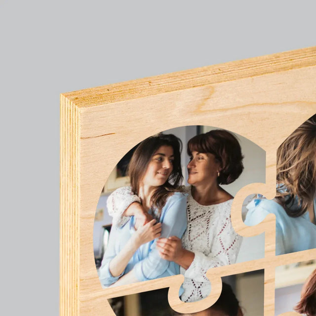 Collage Photo: Casse-Tête, Coeur, Pour Maman - Impression Sur Bois